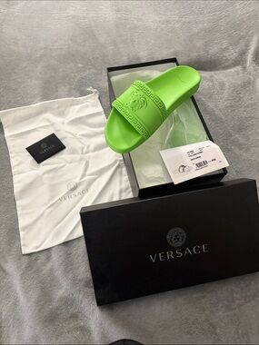 Versace Neon Green Medusa Slide